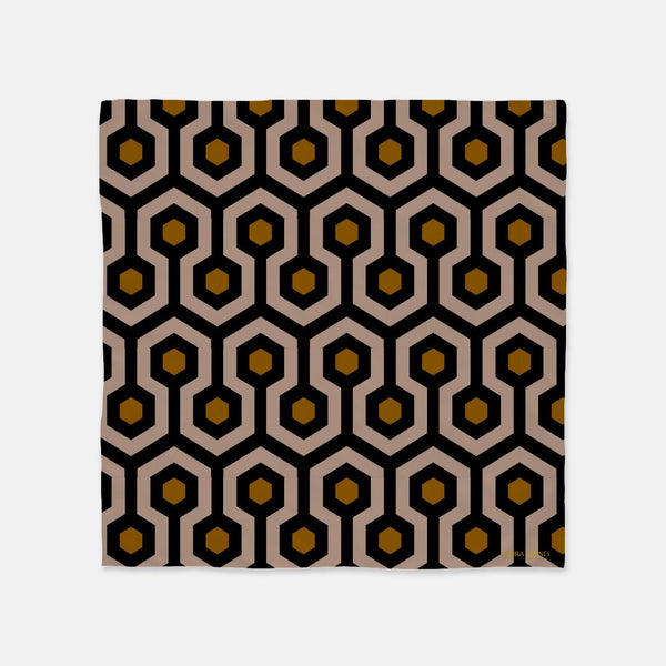 Bandana Scarf in Brown Hexagon Print - Laura Byrnes