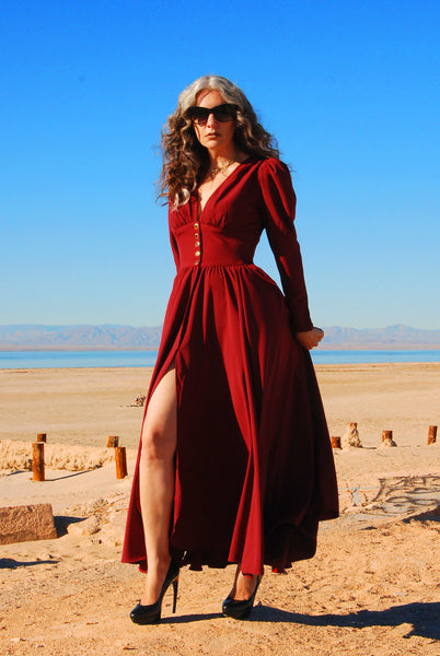 Clarice Coat Dress in Cabernet | Laura Byrnes Design