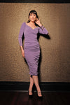 Monica Gathered Wiggle Dress in Lavender | Laura Byrnes Design