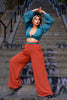 Dietrich Wide Leg Trousers  in Spice Crepe | Laura Byrnes Designs