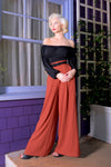 Dietrich Wide Leg Trousers  in Spice Crepe | Laura Byrnes Designs