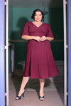 Viva 40s Style Dress in Garnet Crepe