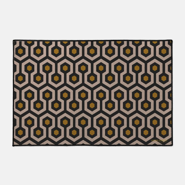 36"x24" Large Floor Mat in Brown Hexagon Design - Laura Byrnes