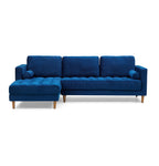 Riviera Tufted Midcentury Sectional Sofa - Blue Velvet